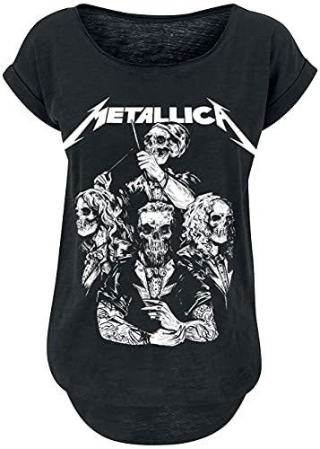 Générique Metallica S&M2 Crâne Costume Femme T-Shirt Manches Courtes Noir L 100% Coton Large