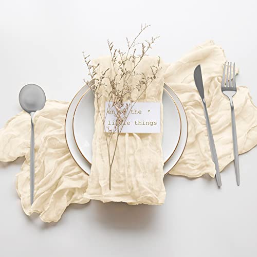 6 Stück Seihtuch-Servietten mit Falten, 50,8 x 50,8 cm, beigefarbene gefaltete Baumwoll-Tischservietten für Abendessen, Hochzeit, Party, Empfang, Urlaub, Dekoration Cover
