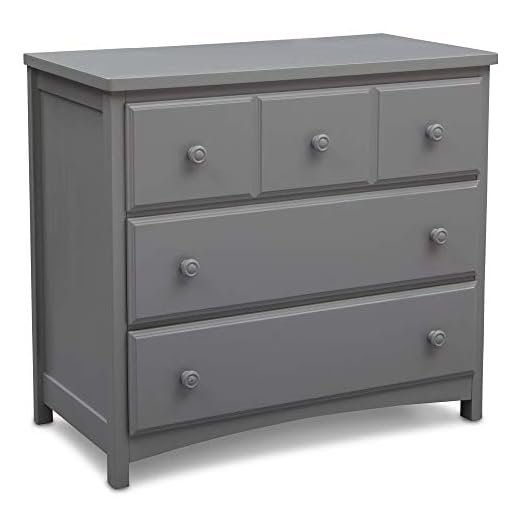 Delta Children 3 Drawer Dresser, Greenguard Gold Certified, 19"D x 37"W x 33.5"H, Grey