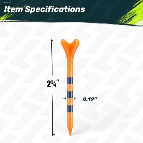 SAPLIZE Professional 100 Pack Golf Tees, Low Friction & Resistance, 4 Prong Plastic Golf Tees 2-3/4", Orange - 4