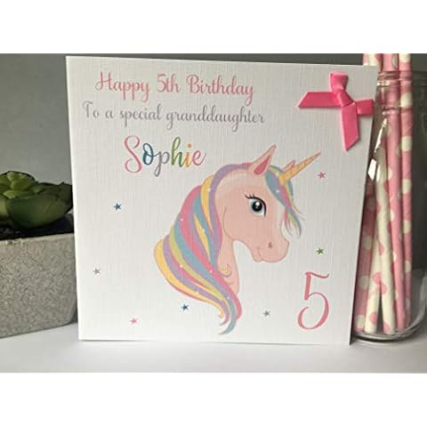 Personalised Girls Birthday Card Colourful Unicorn Cover