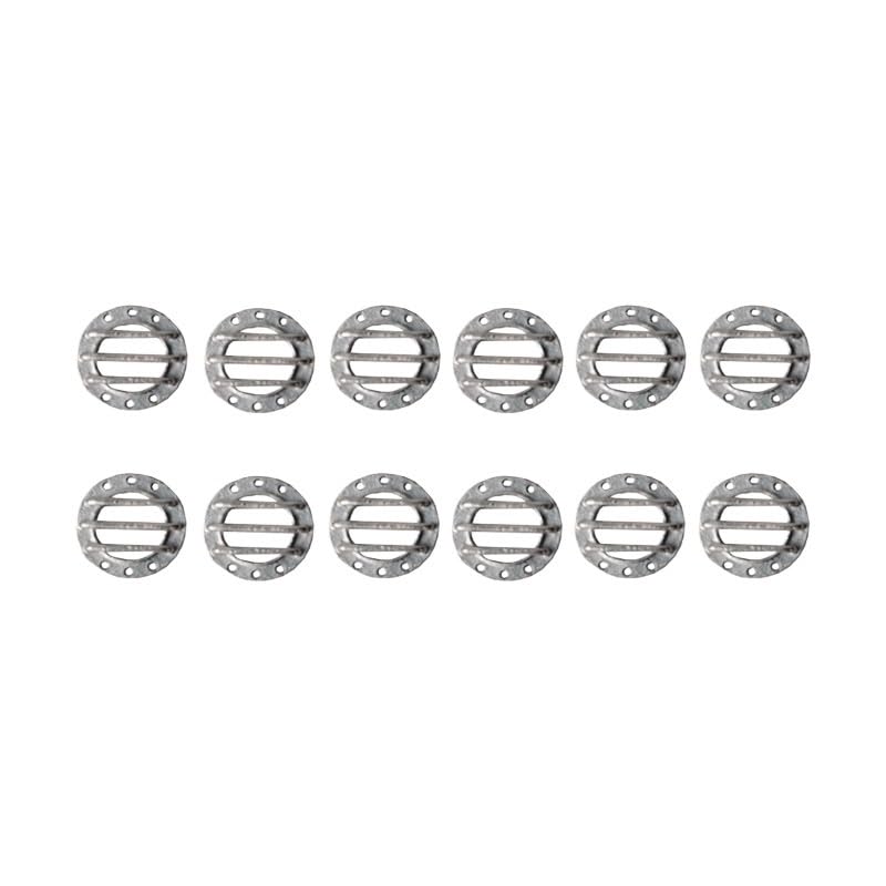 KUENCE 12PCS Miniature Round Grille Porthole Outer Dia 12mm/11mm/8mm Detailed Alloy Portholes for Miniscale Model Ship Boat Decoration(11x6x2mm)