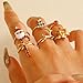 WLL 6/8Pcs Christmas Rings for Women Gold-Tone Christmas Tree Bow Santa Claus Cane Deer Ring Jewelry Set Holiday Rhinestone Ring Gift (A:6PCS)