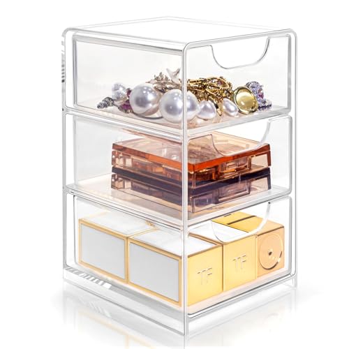 Small Desk Organizer with Drawer, Desktop Organization for Office Supplies, Jewelry Storage Box