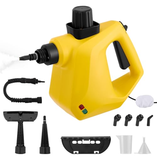 Limpiador de vapor de mano de 2500 W con tanque de agua de 1100 ml, calentamiento rápido de 15 segundos, 6 niveles de vapor ajustables, 3 bares de alta presión, vaporizador multiusos para el hogar