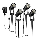 Gartenbeleuchtung,GREEMPIRE 4 in 1 Gartenleuchte mit Erdspieß, LED Gartenstrahler mit stecker, Warmweiß Gartenlampe,Außenleuchte,IP65 Wasserdicht Gartenlicht Spotbeleuchtung für Außen Garten Rasen