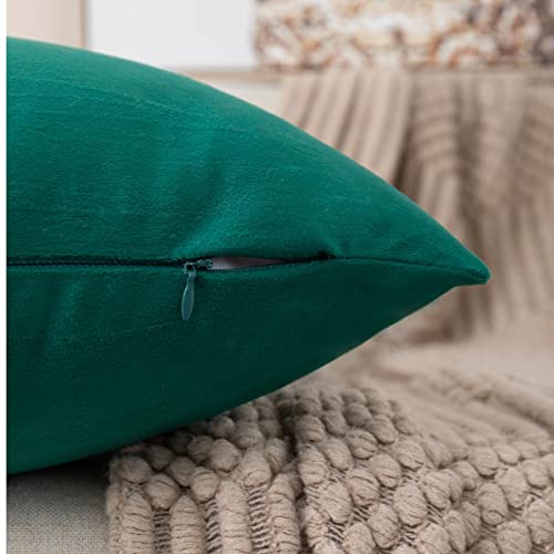 Zlina Set Of 2 Velvet Decorative Lumbar Pillow Covers Dark Green White Patchwork With Gold Leather Pillow Covers 12 × 20 Inch Cushion Covers Decor Living Room Sofa Bedroom Car thumb #2