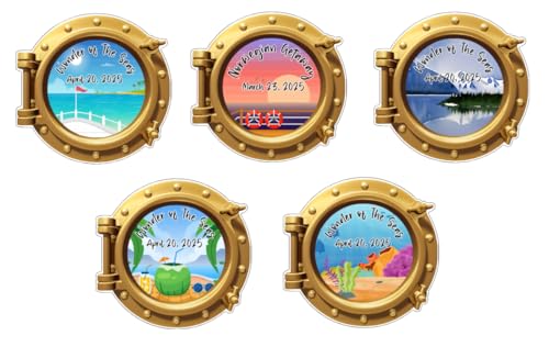 Cruise Ocean View Porthole Door Decoration Magnet, On Deck Scene,...