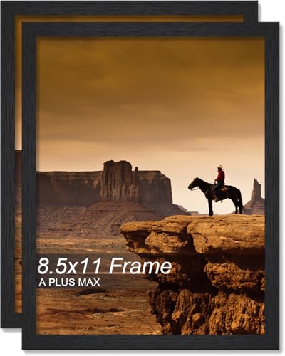 8.5x11 Picture Frame Set of 2 Black Light Weight Tabletop and Wall Mount