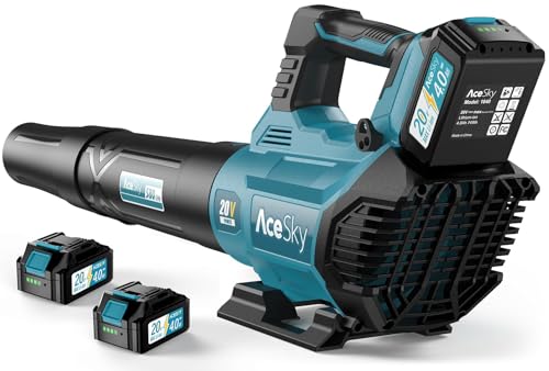 Leaf Blower Cordless - 2025 Update 150000RPM & 3 Speed Levels Electric Leaf Blower with 2 x 4.0Ah Battery and Charger, Extension Tube Blower for Lawn Care, Yard, Garage, Blowing Leaves, Dust or Snow