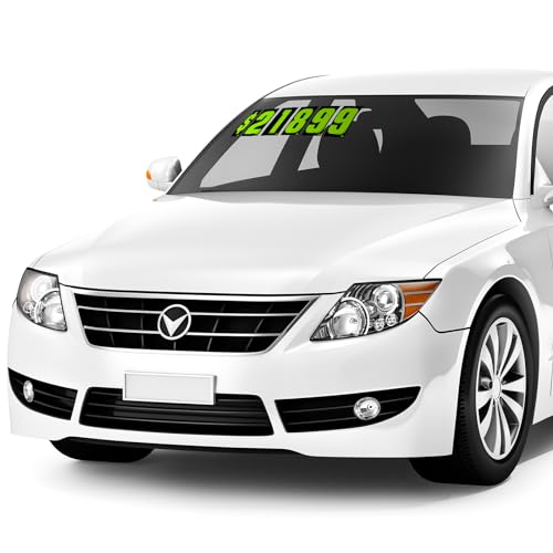 Image of Engrowtic 44 Pcs 7 1 /2 Vinyl Number Decals Large Chartreuse Windshield Pricing Stickers Car Dealership Supplies 0-9 Car Lot Pricing Numbers for Auto Vehicle Window