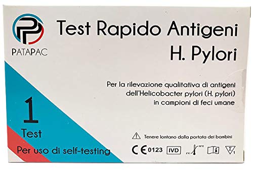 Test antigenico Pylori per Screening Infezione allo Stomaco – 1 kit di analisi feci per batterio di Ulcera, Gastrite e altre infezioni gastro intestinali