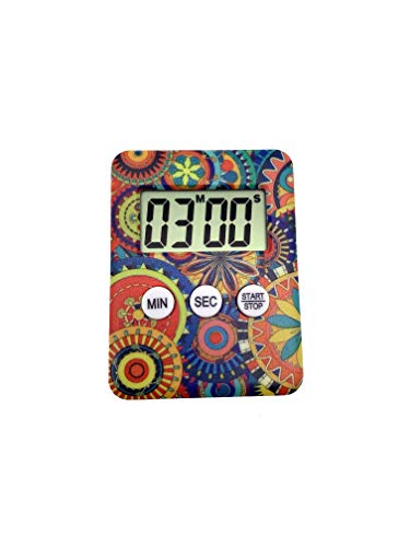 Colorful Floral Digital Kitchen Magnetic Timer with Laud Alarm for Cooking Baking Workouts Kids Timer for Countertop Desktop Classroom Bathroom Timer Battery Included