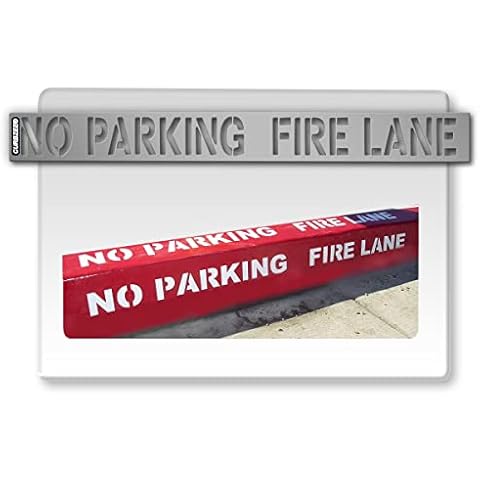 Curb N Sign Fire Lane Stencil - 4 Inch Premium No Parking Stencil for Customizing Curbs or Parking Lots - Reuseable Made in USA with Thick Premium Plastic for multisurfaces Cover
