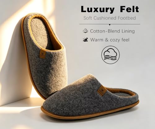 KuaiLu Mens House Memory Foam Scuff Slippers Felt Blend-Lining Home Shoes by KuaiLu - Used condition - Image 3