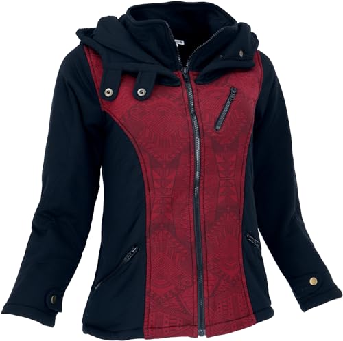 Veste à capuche large pour femme GURU SHOP en coton noir et rouge, taille 40