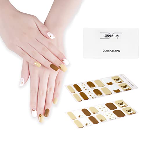 Danni & Toni Semi Cured Gel Nail Strips (Fur Baby) Doggy Gel Nail Stickers Gloss Nail Polish Strips 28 Stickers #TOP25