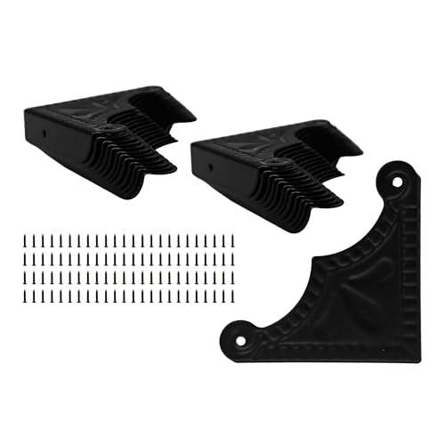 Image of 24Pcs Decorative Metal Box Corner Guard Protectors, 1.5 inch x 1.5 inch Antique Black Edge Covers for Furniture, Jewelry Boxes, Cabinets