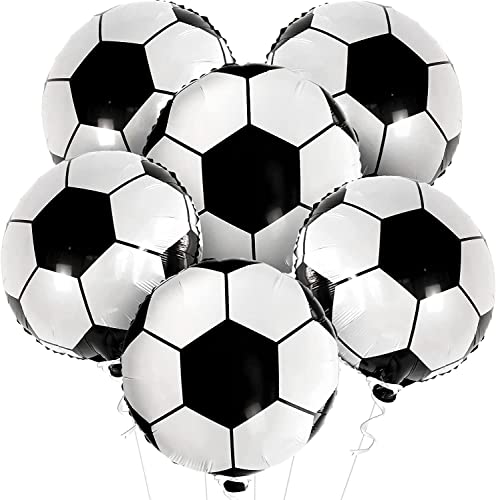 Image of Atpata Funky Football Theme Foil Balloons - 18 Inch Round Football Shape Foil Balloons for Kids Sports Themed Birthday Party Decor and Goal theme Celebrations (6pcs. Football)