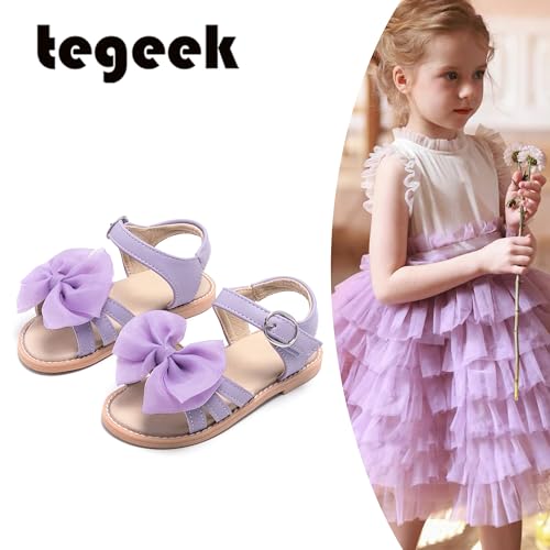 Image of Girls Dress Sandals Comfy Hook and Loop Summer Shoes for Toddlers(TA302 Toddler,Purple /6M)