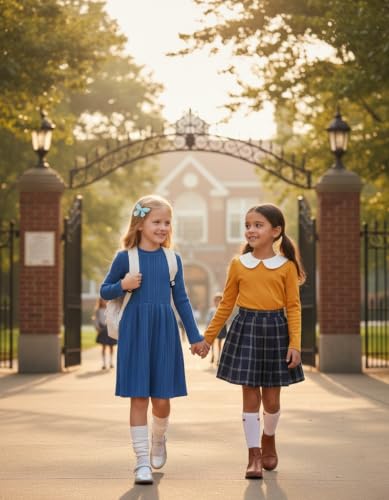 Image of Arshiner Girls Dresses Long Sleeve A Line Knit Sweater Dress with Pockets
