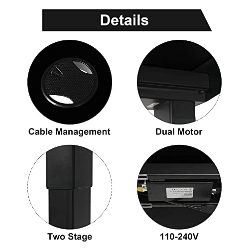 Sit Stand Desk 48 X 24 Inches Dual Motor Standing Desk, Electric Height Adjustable Desk With Whole Piece Desk Board Usb Port For Home Office (Black Tabletop+Black Frame) #TOP6