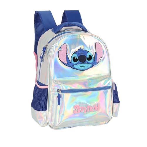 Luxcel Mochila Escolar Stitch Prata Holográfica Original Daypack Unissexo G Holografica 1L
