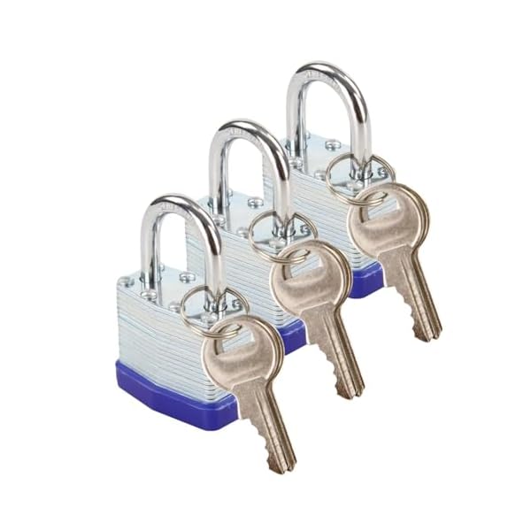 SEPOX® Trinity Keyed-Alike Padlocks, Reinforced Laminated Steel Body Heavy-Duty 1-9/16" 40MM, Uncuttable Standard Shackle, Pack of 3-Pcs Locks, 6-Pcs Same Keys, for Gym Locker,Toolbox, Shed, Storage