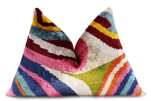 CANVELLO Handmade Multi-Color Rainbow Silk Velvet Throw