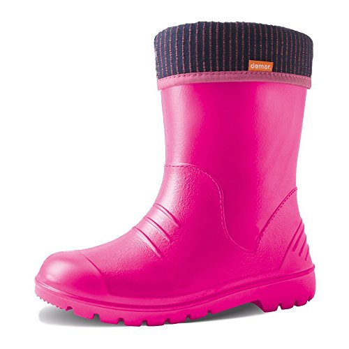 demar. Kinder Mädchen Jungen Gummistiefel gefüttert Regenstiefel leichtes Eva Material Pink 20/21 EU