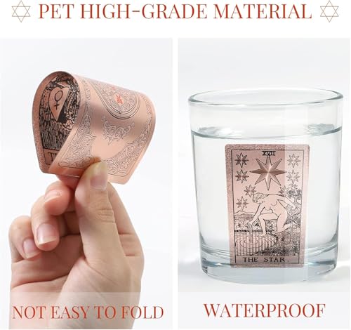Image of Oracle Rose Gold 78 foil Tarot Cards with Guide Book Tarot Deck for Beginners and Professional Player with Box Tarot PVC Durable Waterproof Wrinkle Resistant