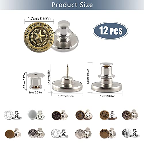 12 Pezzi Bottoni Jeans,Bottoni Jeans