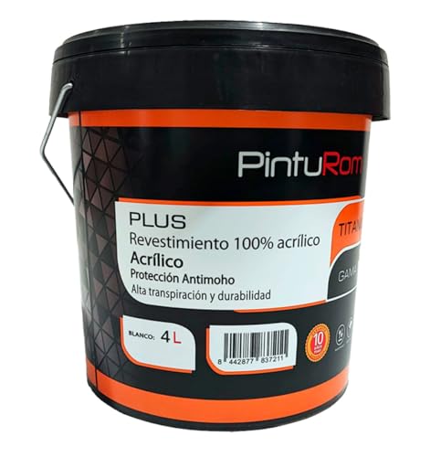 Pintura Blanca fachada de exterior, Revestimiento TITANIUM PLUS, Alto rendimiento, Secado Rápido, Resistente a la intemperie (4 L.)