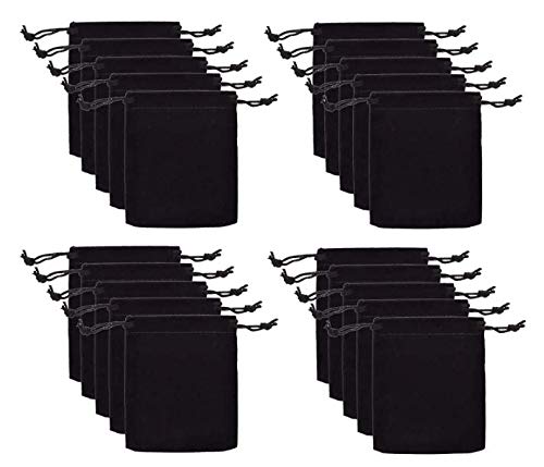 SMIN 20pcs Black 3 X 3.25 Velvet Drawstring Cloth Jewelry/Gift/Headphones Bag/Pouches