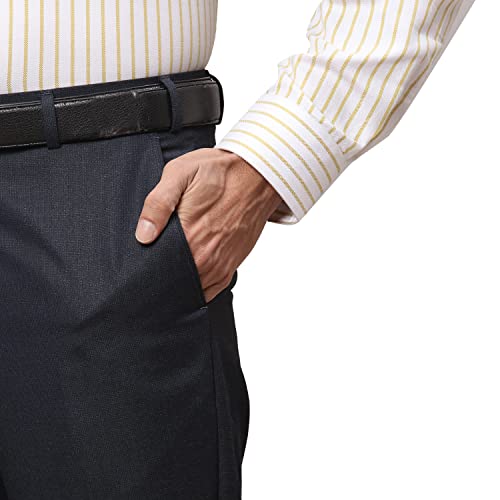 Image of Park Avenue Men's Polyester Blend Structure Pattern Smart Fit Flat Front Formal Trouser