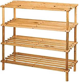 IFJA Freestanding Shoe Rack 4 Tier, Bamboo Shoe Rack, Footwear Storage Organizer Unit, Ideal For Entryway, Living Room, Hallway, Space Saving Door Shoe Rack_ W64 x D26 x H67cm