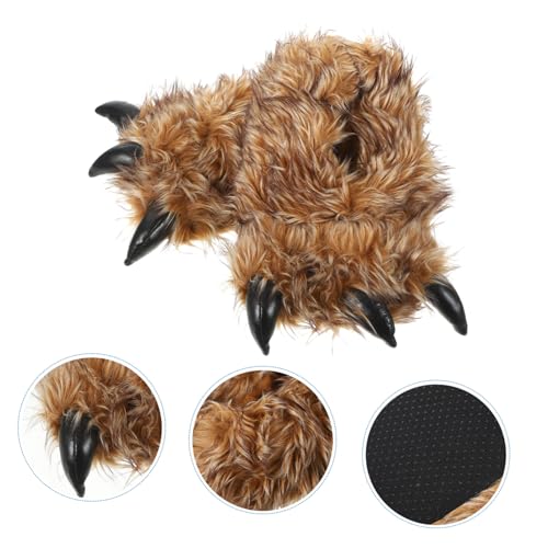Pantoufles patte d'ours marron idée cadeau originale et chaude pour l'hiver - 5