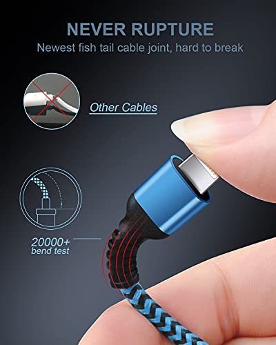 Usb A To Lightning Cord, 2Pack/3Ft Nylon Braided Iphone Charger Cable, Apple Approved Fast Charging Power Wire For Iphone 14, 14 Pro Max, 13 Pro Max, 13Pro, 13, 13 Mini, 12 11 10 Xr Xs X 8 Plus 7 6 6S #TOP3