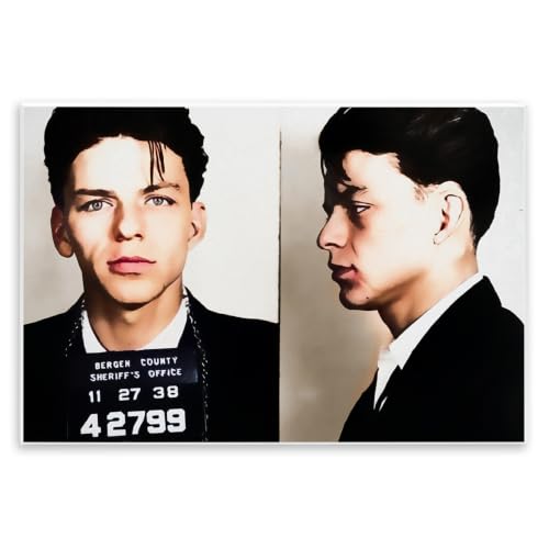 Frank Sinatra Mugshot Bergen, 10 x 15 Inch Mounted Print on Wall Plaque