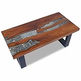 vidaXL Mesa Auxiliar de Madera Maciza de Teca, Resina, 100 x 50 cm, Mesa Auxiliar de...
