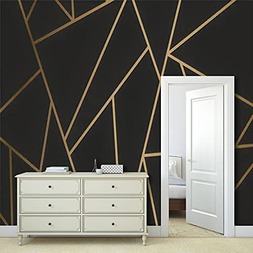 Self Adhesive Peel And Stick Wallpaper Pvc Print Wall Mural Modern Mosaic Wallpaper In Black And Gold Home Removable Wall Decal For Living Room Poster Sticker #TOP1