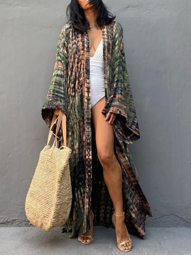 Image of Spicy Sandia Kimonos for Women Floral Beach Cover Up Loose Swimsuit Bathing Suit Coverup Cardigan for Summer Swimwear
