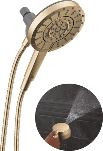 Image of Delta 5-Setting In2ition 2-in-1 Dual Shower Head with Handheld High Pressure ProClean Spray, Brushed Gold Detachable Shower Head with Hose, 1.75 GPM Flow Rate, Champagne Bronze 75548CZ
