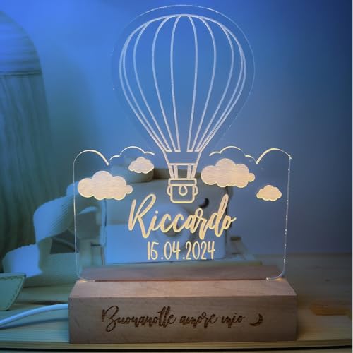 PIXEL® Lampada personalizzata con nome incisa 3d Luce notturna...