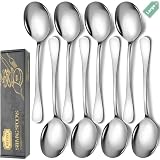 Keyoxy Stainless Steel Serving Spoons Set, 8pc, 10-Inch, Includes 8 Large Spoons, for...