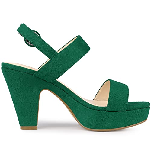 Allegra K Allegra K Women's Platform Heel Slingback Chunky Green Heel Sandals 9 m US
