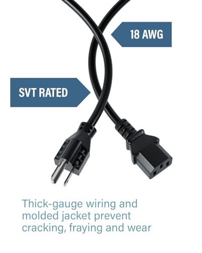 Image of C2G /Cables to Go 03134 10ft 18 AWG Universal Power Cord (NEMA 5-15P to IEC320C13)
