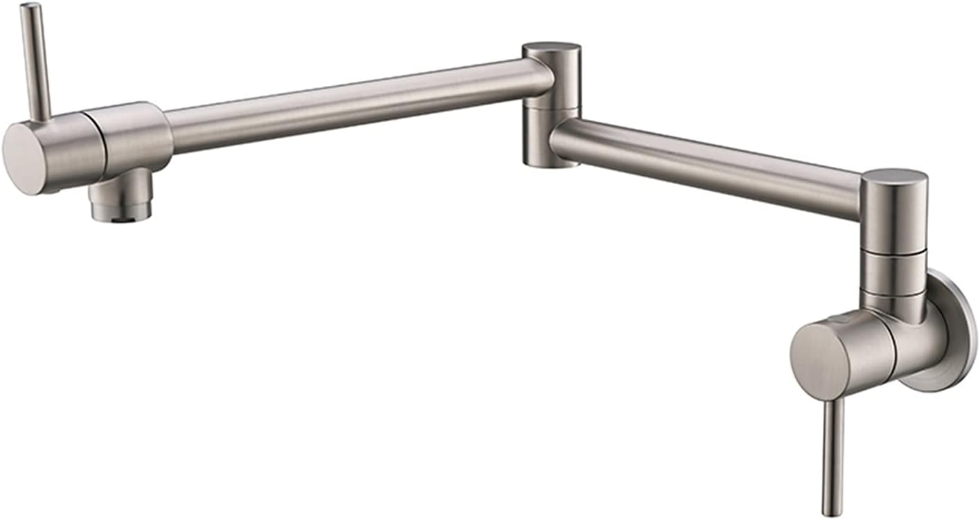 ポットフィラータップ 壁取り付け式 折りたたみ式キッチン蛇口 シングルコールドホールシンク 回転折りたたみ式吐水口 クロームゴールド