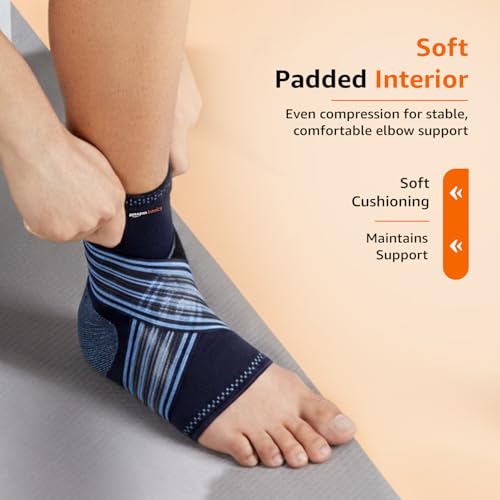 Image of Amazon Basics Premium Ankle Support | Adjustable Compression for Daily Comfort | Breathable Fabric | Padded Design for Stability | Unisex | Large
