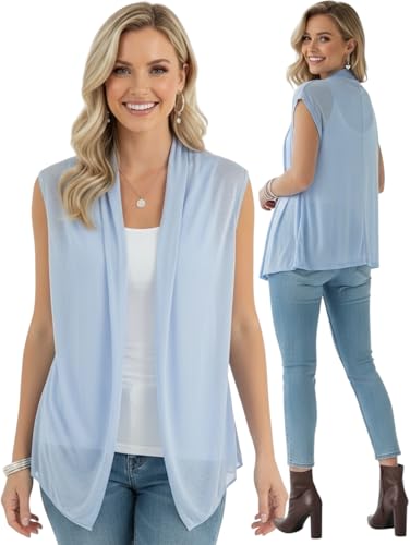 Image of ToBeInStyle Womens Open Front Casual Shrug Lightweight Layering Cardigan Sleeveless or Short Sleeve